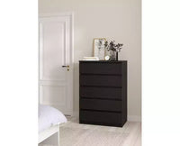 HomeStock Scottsdale chiffonnier 5 tiroirs chiffonnier de rangement contemporain grain de bois noir