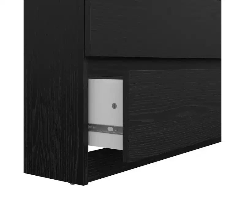 HomeStock Scottsdale chiffonnier 5 tiroirs chiffonnier de rangement contemporain grain de bois noir