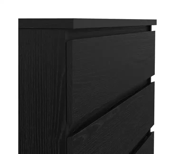 HomeStock Scottsdale chiffonnier 5 tiroirs chiffonnier de rangement contemporain grain de bois noir