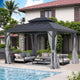 GDFStudio Noah Gazebo en aluminium 12' x 16' avec double toit en acier galvanise, rideaux et filet