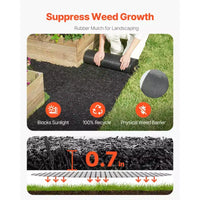 Paillis de caoutchouc VEVOR pour l'aménagement paysager, tapis de paillis en caoutchouc recyclé de 244 x 56 cm, sentier permanent en caoutchouc, bordure de jardin en paillis noir d'aspect naturel