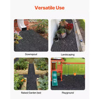 Paillis de caoutchouc VEVOR pour l'aménagement paysager, tapis de paillis en caoutchouc recyclé de 244 x 56 cm, sentier permanent en caoutchouc, bordure de jardin en paillis noir d'aspect naturel