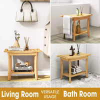 Banc de douche en bambou avec étagère de rangement, tabouret de bain étanche avec poignées, patins antidérapants, capacité de 150 kg pour spa, salle de bain, personnes âgées
