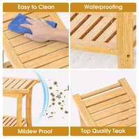 Banc de douche en bambou avec étagère de rangement, tabouret de bain étanche avec poignées, patins antidérapants, capacité de 150 kg pour spa, salle de bain, personnes âgées