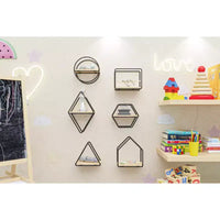 Lot de 6 étagères murales géométriques, décoration murale flottante en bois