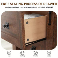 SinCiDo commode haute moderne style farmhouse à 5 tiroirs avec porte de grange coulissante, commode organisateur de rangement pour chambre, salon et chambre d'enfant