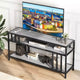 65 TV Stand for Up to 75 TVs, Grey Entertainment Center with Open Storage Shelves and Quadruple-Tube Support