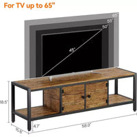 Meuble TV marron rustique de 65 pouces, meuble de style rustique avec rangement pour téléviseurs jusqu'à 75 pouces, idéal pour le salon