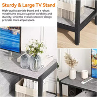 Meuble TV marron rustique de 65 pouces, meuble de style rustique avec rangement pour téléviseurs jusqu'à 75 pouces, idéal pour le salon