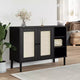 vidaXL SENJA Sideboard Buffet Storage Cabinet Rattan Look Solid Wood Pine, with 3 Open Compartments