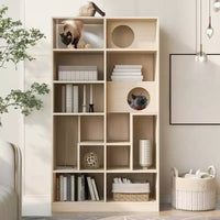 Bibliothèque de 161,3 cm de haut avec rangement, arbre à chat de style meuble, arbre à chat autoportant, étagère ouverte multifonctionnelle pour salon à la maison