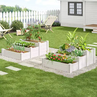 Jardinière PexFix d'extérieur rectangulaire blanche en vinyle avec rail et clôture de jardin pour légumes et fleurs