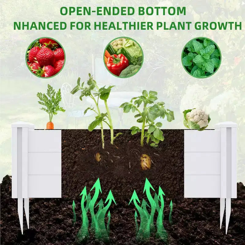Jardinière PexFix d'extérieur rectangulaire blanche en vinyle avec rail et clôture de jardin pour légumes et fleurs