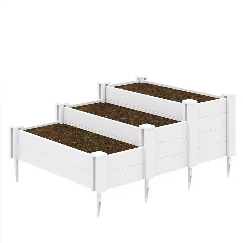 Jardinière PexFix d'extérieur rectangulaire blanche en vinyle avec rail et clôture de jardin pour légumes et fleurs