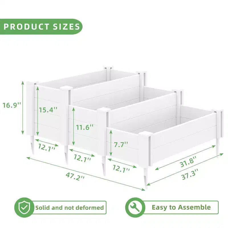 Jardinière PexFix d'extérieur rectangulaire blanche en vinyle avec rail et clôture de jardin pour légumes et fleurs
