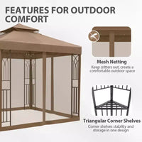 EAGLE PEAK Gazebo de terrasse d'extérieur 8'x8' à double toit avec moustiquaire