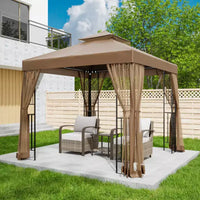 EAGLE PEAK Gazebo de terrasse d'extérieur 8'x8' à double toit avec moustiquaire