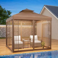 EAGLE PEAK Gazebo de terrasse d'extérieur 8'x8' à double toit avec moustiquaire
