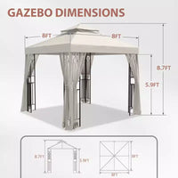 EAGLE PEAK Gazebo de terrasse d'extérieur 8'x8' à double toit avec moustiquaire