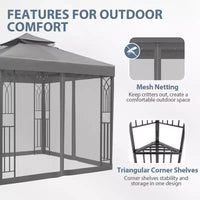 EAGLE PEAK Gazebo de terrasse d'extérieur 8'x8' à double toit avec moustiquaire