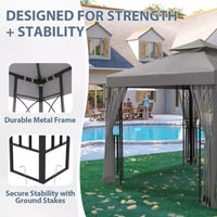 EAGLE PEAK Gazebo de terrasse d'extérieur 8'x8' à double toit avec moustiquaire