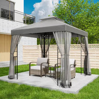 EAGLE PEAK Gazebo de terrasse d'extérieur 8'x8' à double toit avec moustiquaire