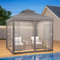 EAGLE PEAK Gazebo de terrasse d'extérieur 8'x8' à double toit avec moustiquaire