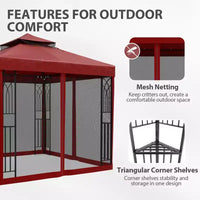 EAGLE PEAK Gazebo de terrasse d'extérieur 8'x8' à double toit avec moustiquaire