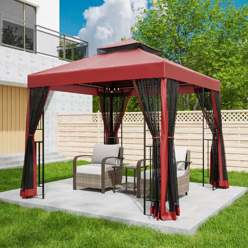 EAGLE PEAK Gazebo de terrasse d'extérieur 8'x8' à double toit avec moustiquaire
