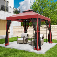 EAGLE PEAK Gazebo de terrasse d'extérieur 8'x8' à double toit avec moustiquaire