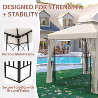 EAGLE PEAK Gazebo de terrasse d'extérieur 8'x8' à double toit avec moustiquaire