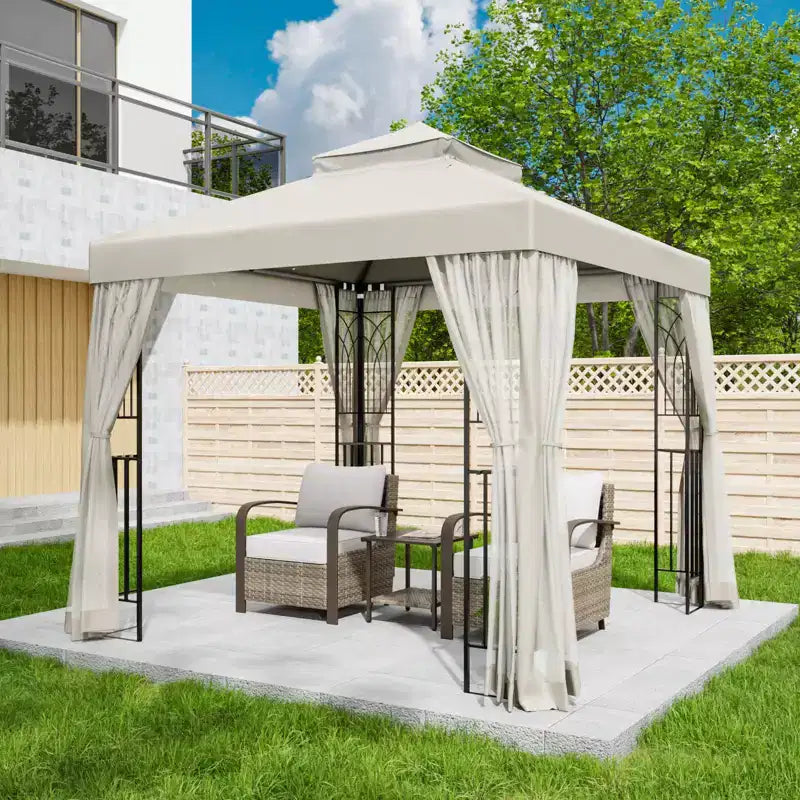 EAGLE PEAK Gazebo de terrasse d'extérieur 8'x8' à double toit avec moustiquaire