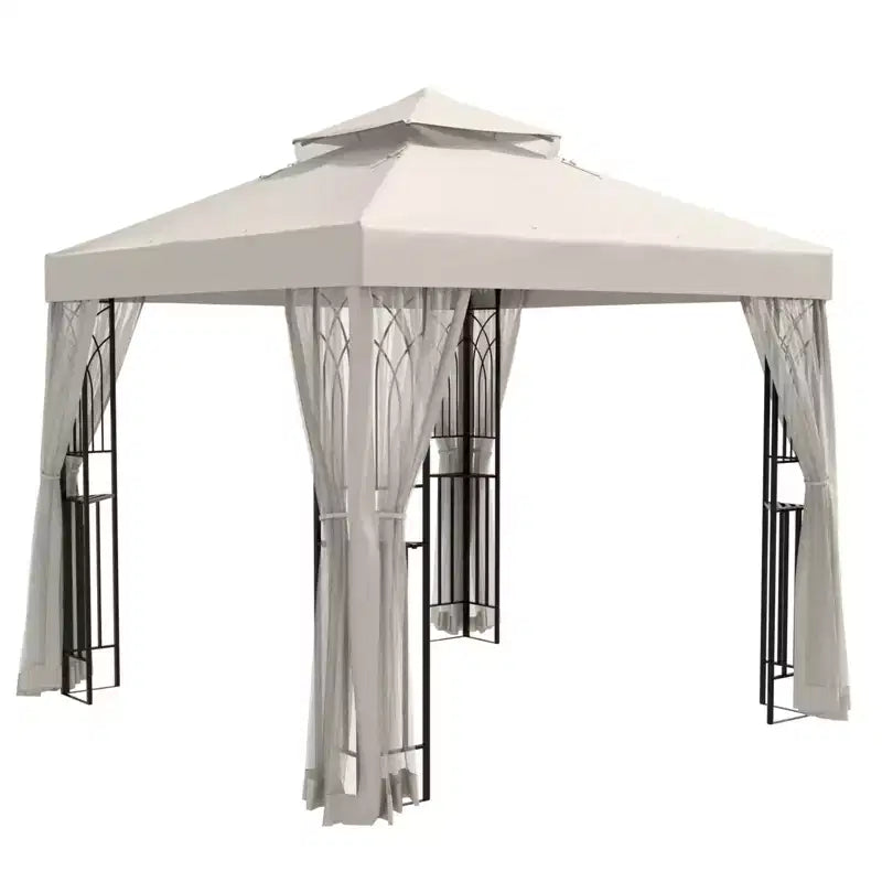 EAGLE PEAK 8'x8' Double Roof Outdoor Patio Gazebo with Mesh Netting