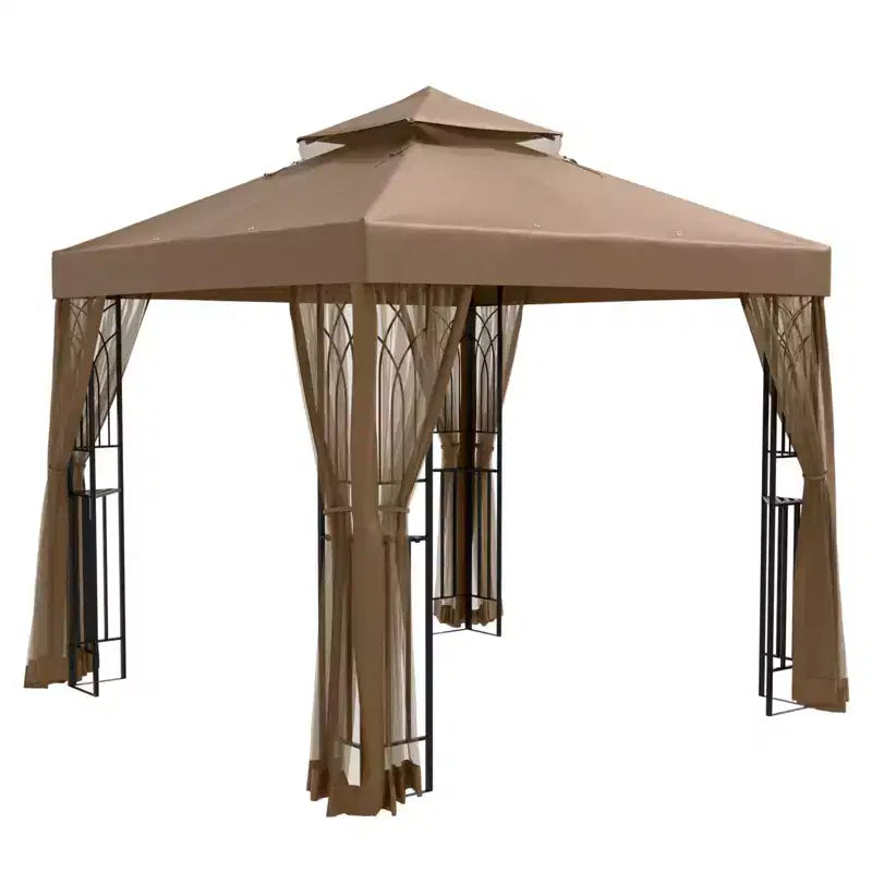 EAGLE PEAK Gazebo de terrasse d'extérieur 8'x8' à double toit avec moustiquaire