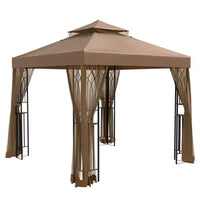 EAGLE PEAK Gazebo de terrasse d'extérieur 8'x8' à double toit avec moustiquaire