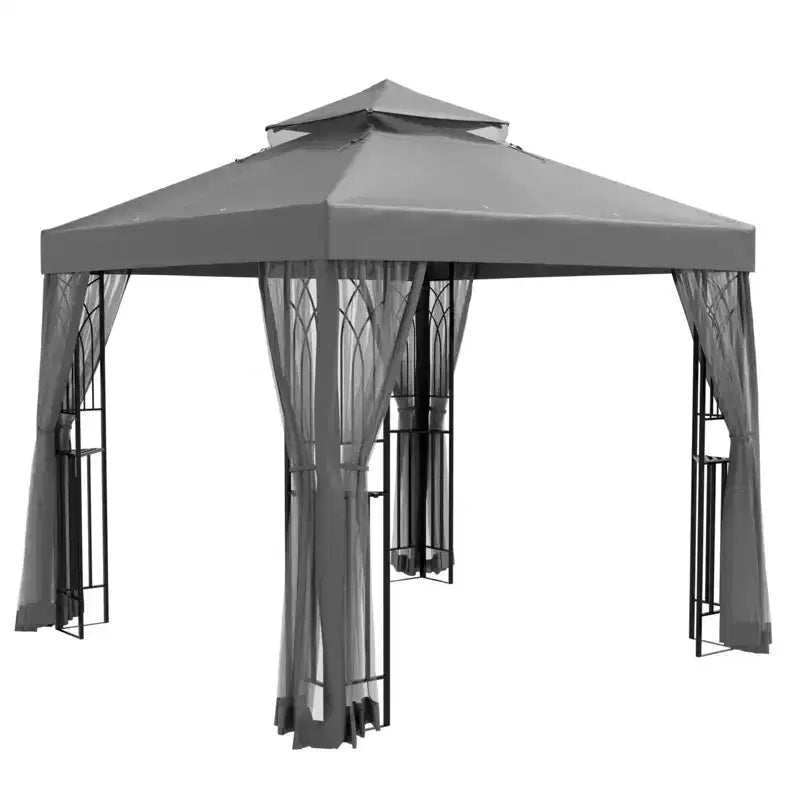 EAGLE PEAK Gazebo de terrasse d'extérieur 8'x8' à double toit avec moustiquaire