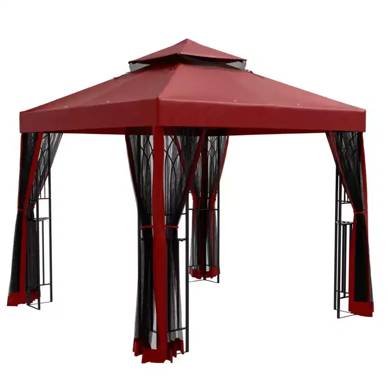 EAGLE PEAK Gazebo de terrasse d'extérieur 8'x8' à double toit avec moustiquaire