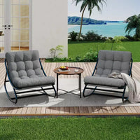 Fauteuil à bascule Papasan d'extérieur avec coussin épais imperméable, fauteuil à bascule en métal très résistant, fauteuil lounge confortable pour salon intérieur, terrasse, jardin