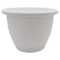 Pot rond à réserve d'eau Sevilla de HC Companies, jardinière classique en plastique avec disque interne pour plantes d'intérieur et d'extérieur, 30 cm, blanc