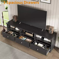 Meuble TV 70 pouces pour téléviseurs jusqu'à 80 pouces, meuble de divertissement moderne du milieu du siècle avec tiroir, meuble TV console média pour salon, chambre à coucher