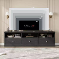 Meuble TV 70 pouces pour téléviseurs jusqu'à 80 pouces, meuble de divertissement moderne du milieu du siècle avec tiroir, meuble TV console média pour salon, chambre à coucher