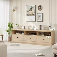 Meuble TV 70 pouces pour téléviseurs jusqu'à 80 pouces, meuble de divertissement moderne du milieu du siècle avec tiroir, meuble TV console média pour salon, chambre à coucher