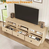 Meuble TV 70 pouces pour téléviseurs jusqu'à 80 pouces, meuble de divertissement moderne du milieu du siècle avec tiroir, meuble TV console média pour salon, chambre à coucher