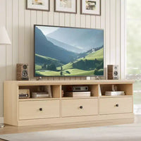 Meuble TV 70 pouces pour téléviseurs jusqu'à 80 pouces, meuble de divertissement moderne du milieu du siècle avec tiroir, meuble TV console média pour salon, chambre à coucher