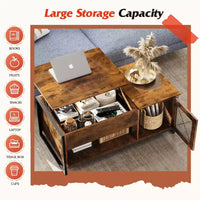 Table basse, table basse à plateau relevable 41.7 avec armoire de rangement et compartiment caché, table centrale en bois pour salon