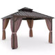 EAGLE PEAK Gazebo à toit rigide à cadre en aluminium et double toit en acier, Marron