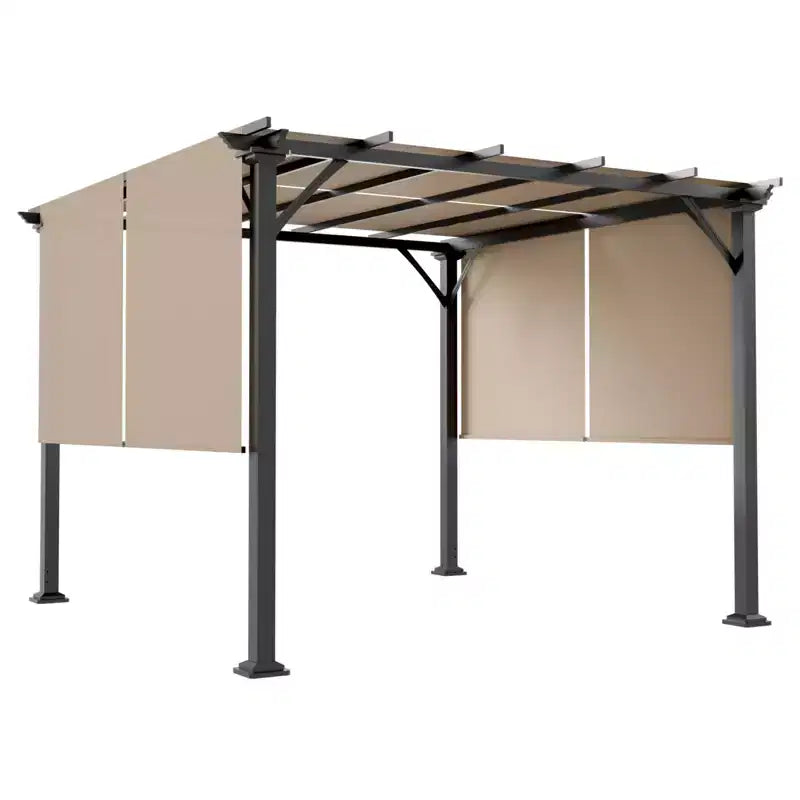 EAGLE PEAK Pergola d'extérieur 3x3m avec auvent rétractable, Beige