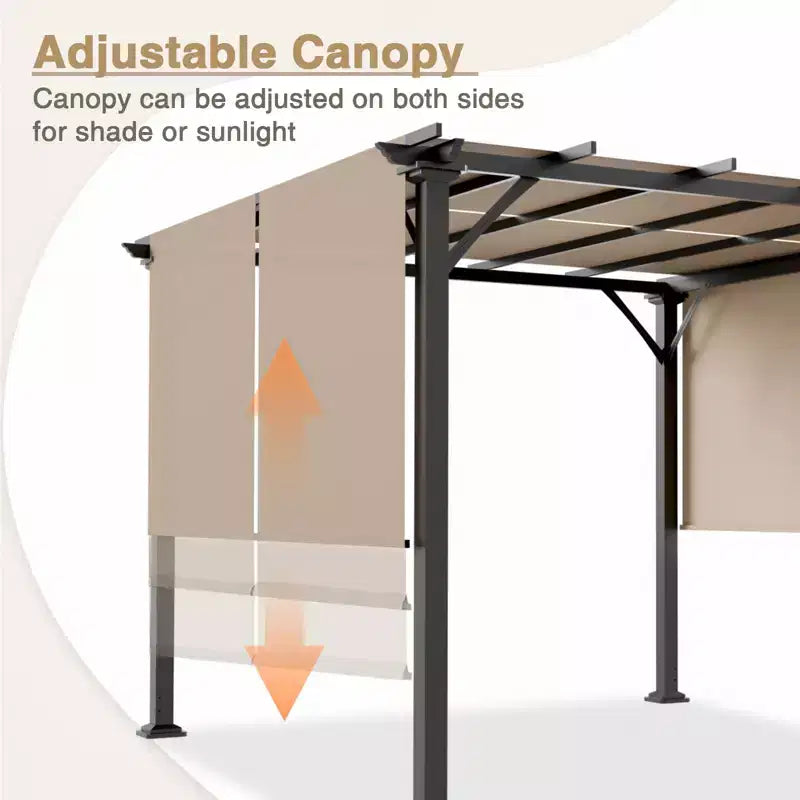 EAGLE PEAK Pergola d'extérieur 3x3m avec auvent rétractable, Beige
