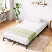 Whizmax - Cadre de lit 6 pouces sans sommier requis, cadre de lit plateforme métallique robuste taille Twin pour chambre, montage facile, sans bruit, noir