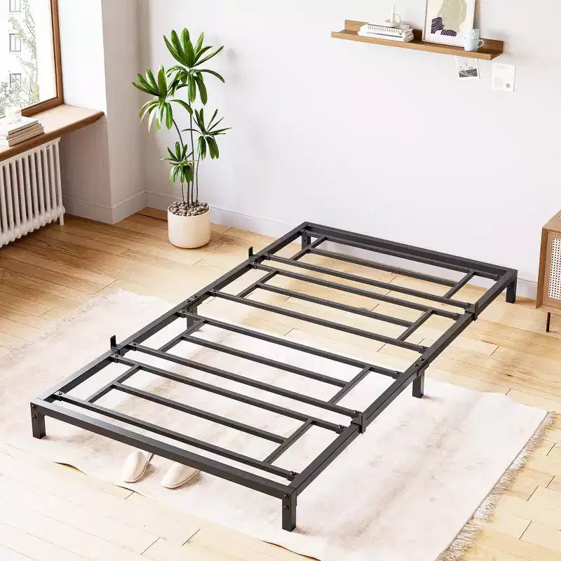 Whizmax - Cadre de lit 6 pouces sans sommier requis, cadre de lit plateforme métallique robuste taille Twin pour chambre, montage facile, sans bruit, noir